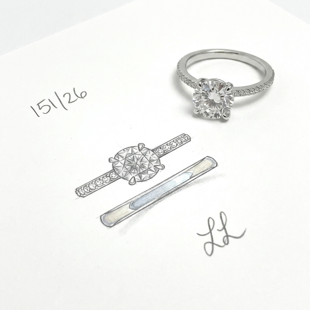 Hand-drawn ring design sketch